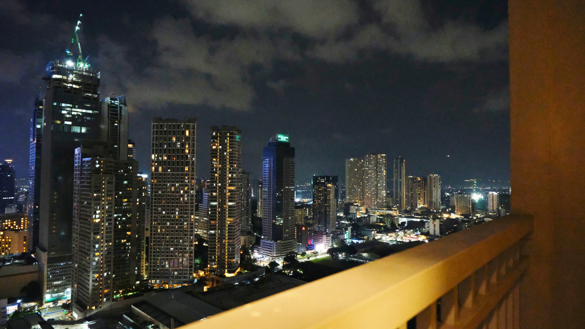 Mandaluyong city lights at night from the balcony