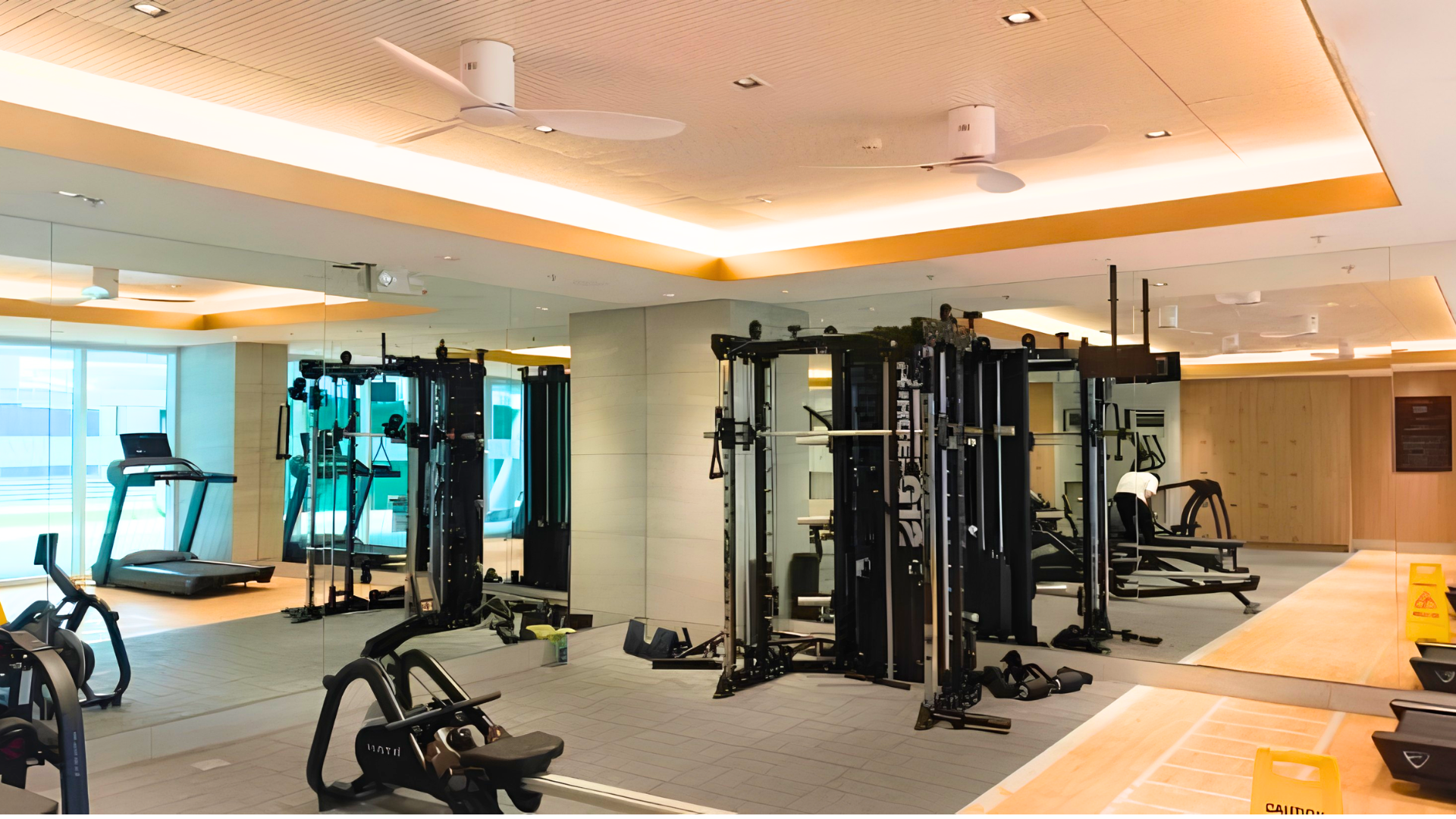Modern gym interior with exercise equipment